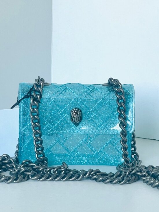 Kurt Geiger Handbags - Kurt Geiger Micro Kensington Glitter Vinyl Turquoise Blue Crossbody Bag